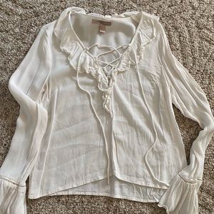 white lace up blouse